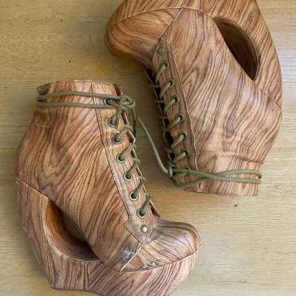 JEFFREY CAMPBELL ROXIE WOODGRAIN PLATFORM 6 - Picture 5 of 7